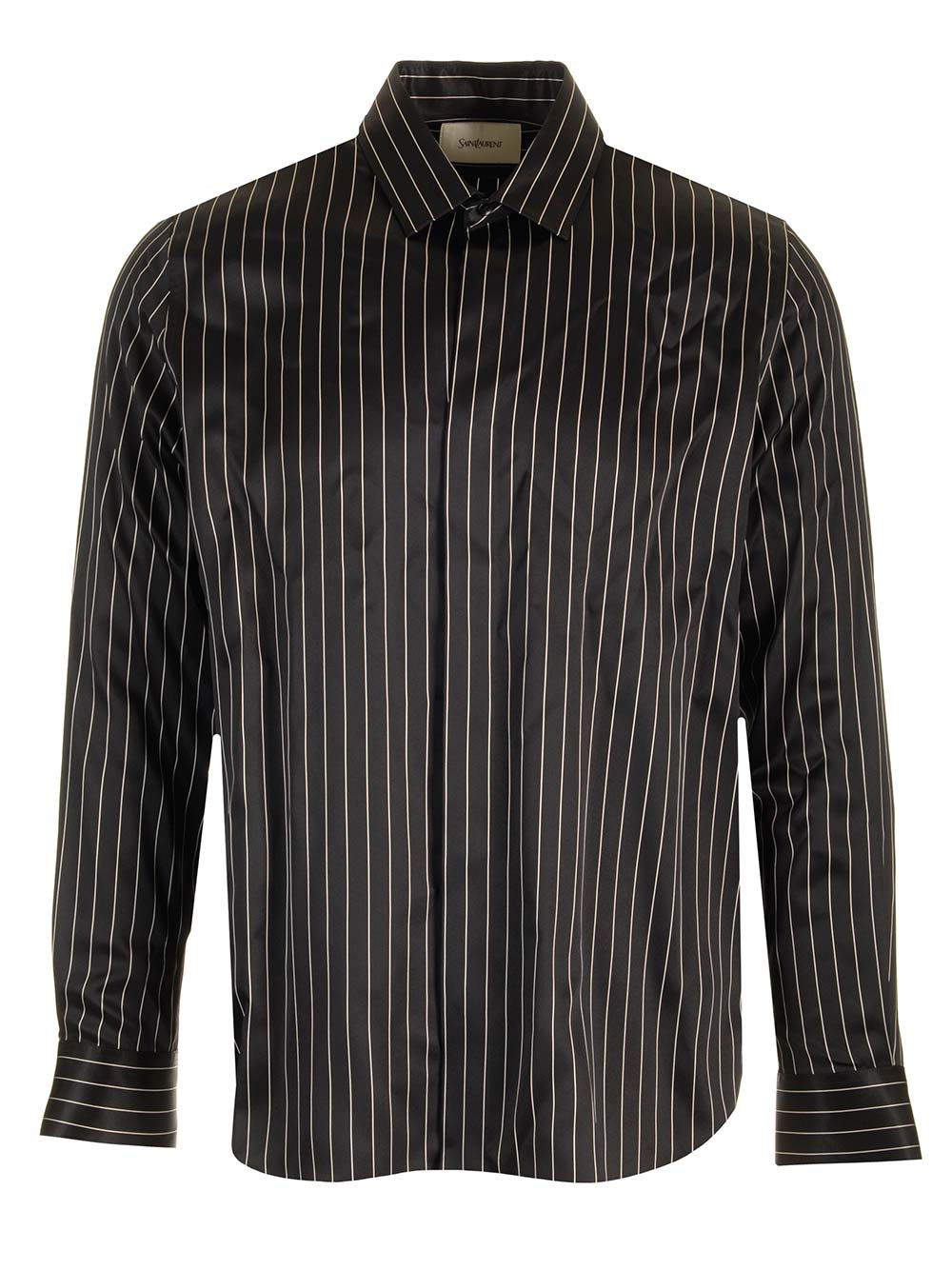 Saint Laurent Striped Silk Satin Shirt Shirts - Black | b39810b94c39912e950f775c62a147c169ab4839