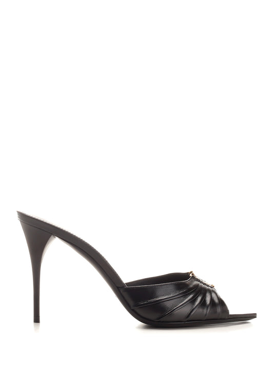 Gippy 90 Lex Sandal Black With Ysl Cassandra Logo Sandals Black