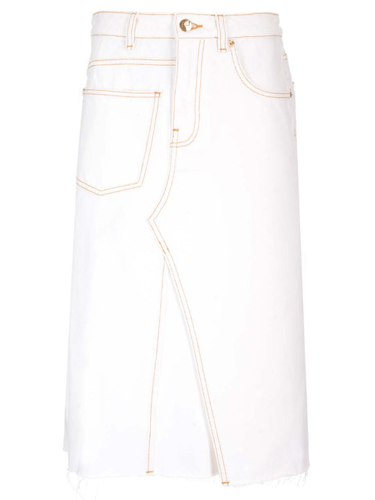 Deconstructed Denim Skirt Skirts Beige