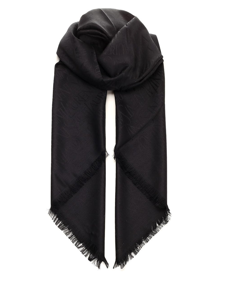 Saint Laurent Monogram Ysl Jacquard Scarf Scarves And Foulards - Black | ecbb3a869452acc92e49afe8bd019cf32880e53d