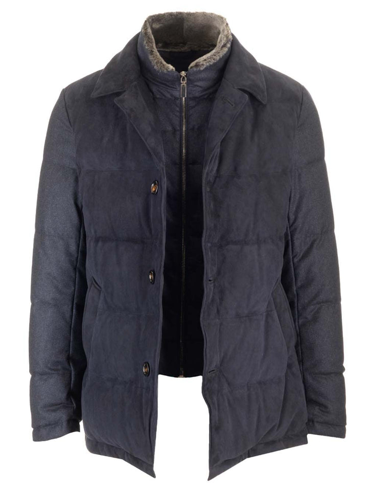 Al Duca D'Aosta Leather And Wool Jacket Jackets - Blue | 5d6a383d8275ac4698f2afac22320e60749ebcb0