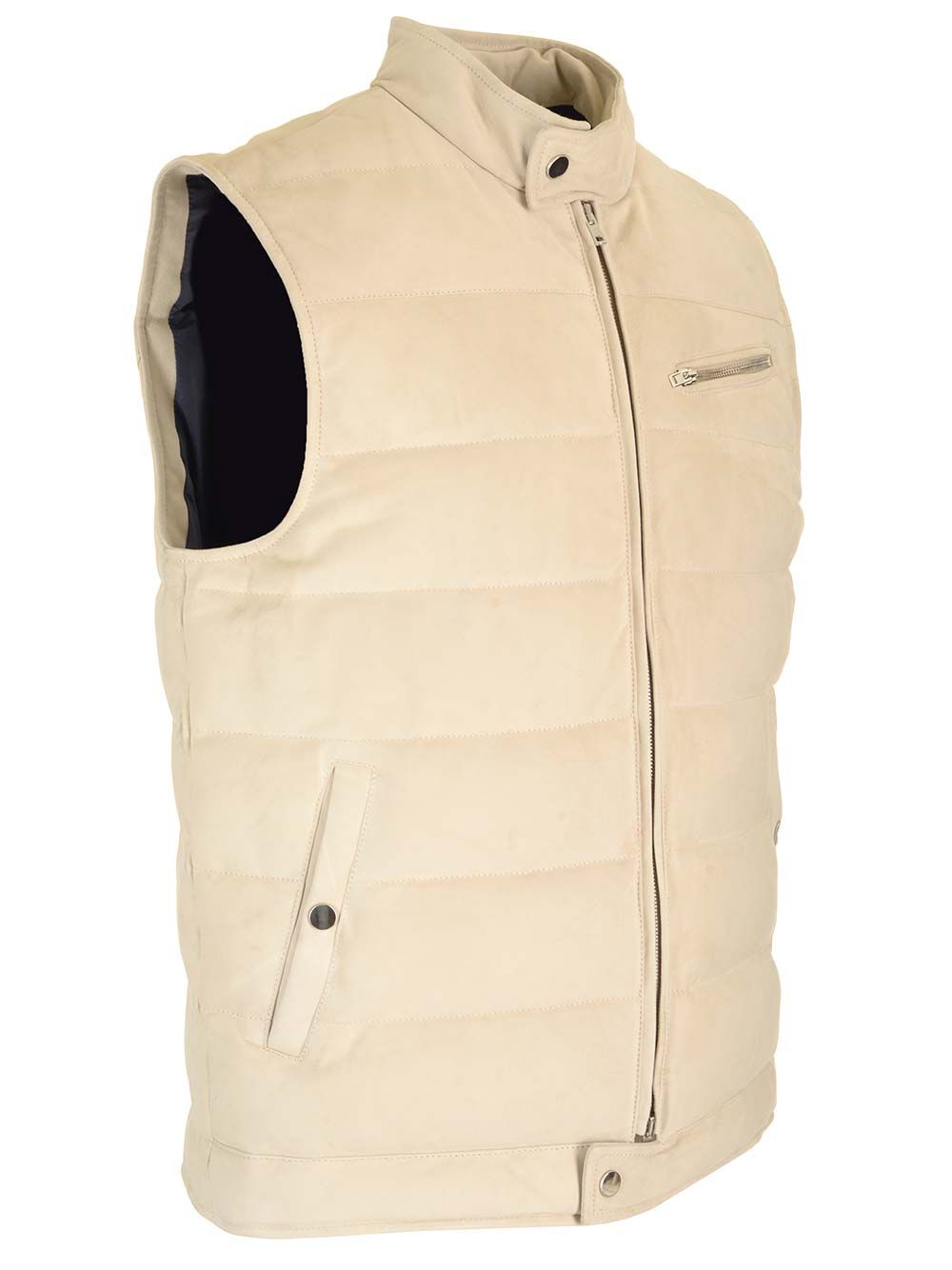 Al Duca D'Aosta Suede Padded Vest Jackets - White | f17360f32d201d3afb7b949541e87606d8da0b4b