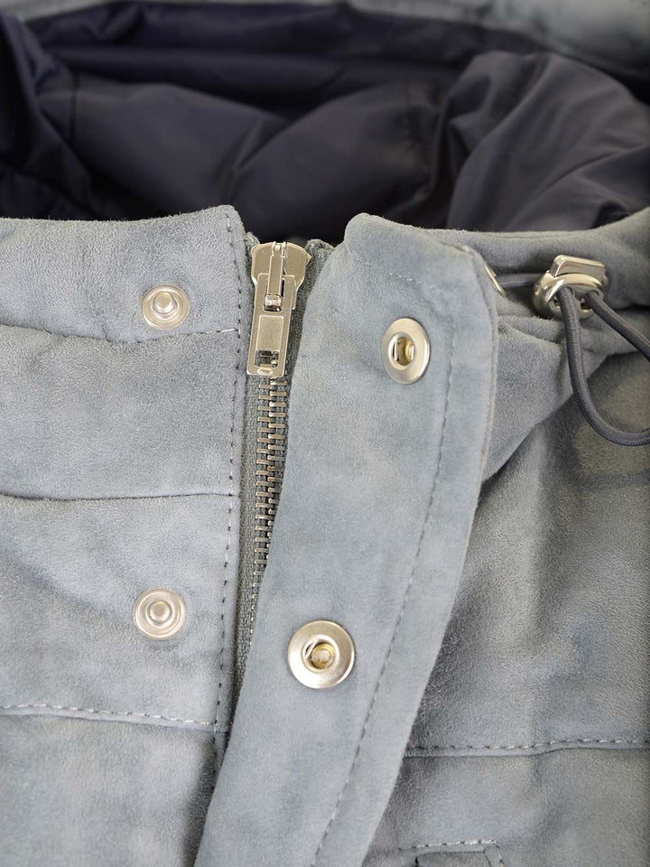 Al Duca D'Aosta Suede Hooded Vest Jackets - Grey | ec179b110a0c1f52521b0113b6e7d1ab324a338a