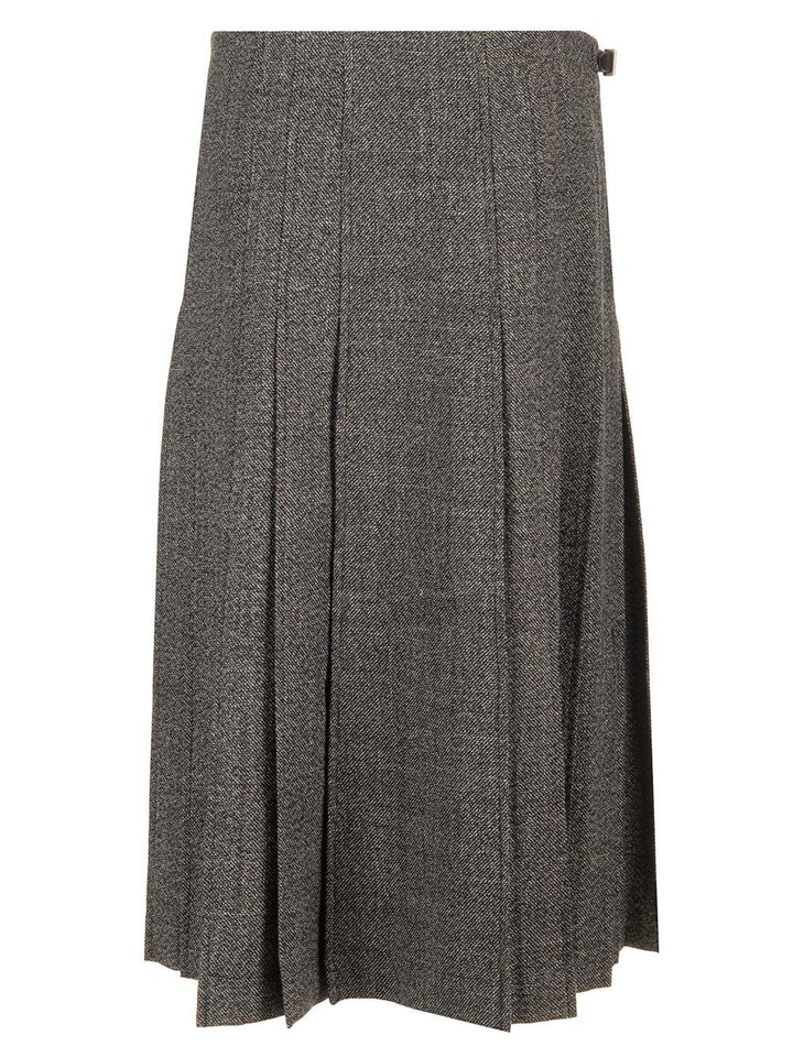 Durazzi Milano Pleated Midi Kilt Skirt Melange Black Skirts - Grey | 53352285b07493edc568186dc662a8912b93d7b0