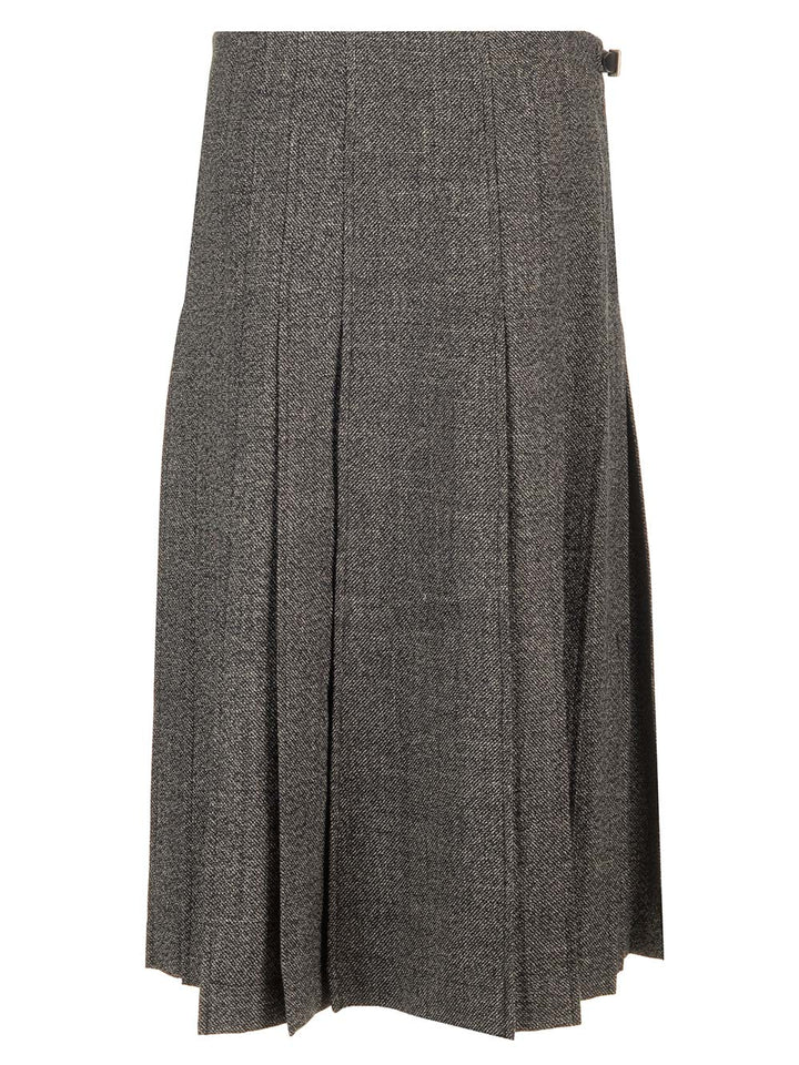 Durazzi Milano Pleated Midi Kilt Skirt Melange Black Skirts - Grey | 403d77ce1cd2c2985606df8cb8273ed32711276c