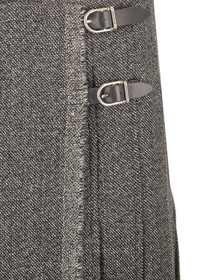 Durazzi Milano Pleated Midi Kilt Skirt Melange Black Skirts - Grey | 7f723920a37101f2dc954efe9541f0ae9d65f5d4