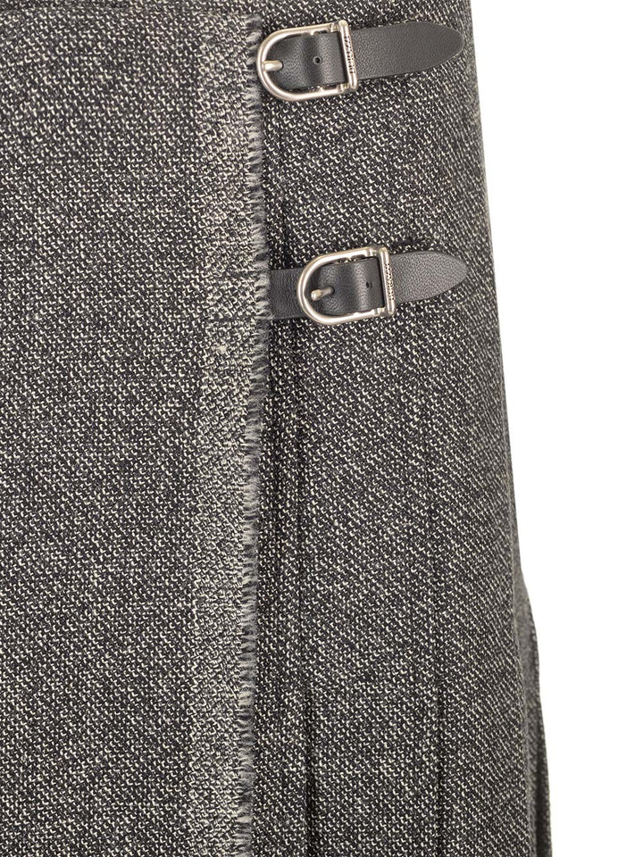 Durazzi Milano Pleated Midi Kilt Skirt Melange Black Skirts - Grey | d3bbd8a345065f4f68d9ec1f0a3d961b6e46db21