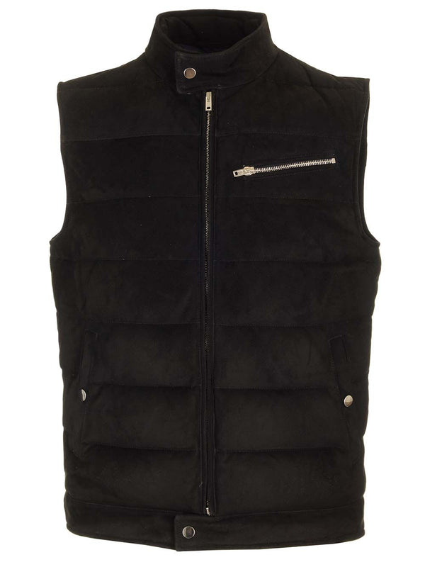 Suede Padded Vest Jackets Black