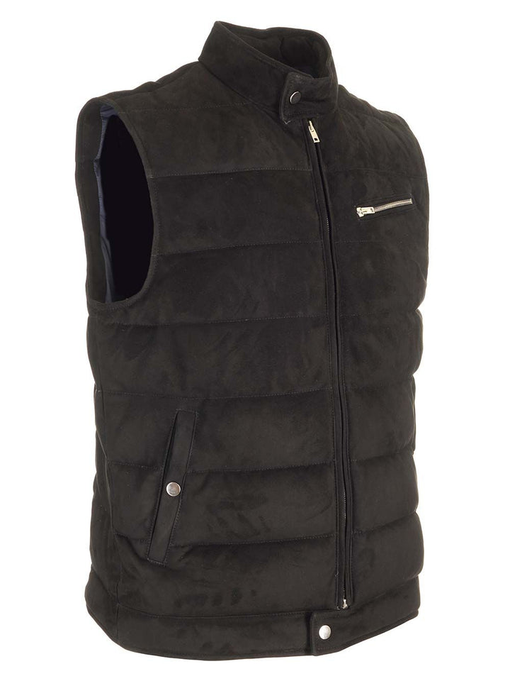 Al Duca D'Aosta Suede Padded Vest Jackets - Black | 284748ad56a3ab06b16c56bb48dd1e096738b3b0