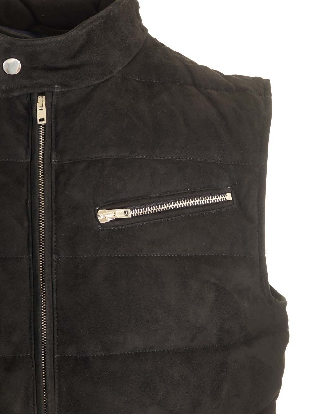 Al Duca D'Aosta Suede Padded Vest Jackets - Black | 6b11f6ea3e26fa02647d5568707b3a0c063c5429
