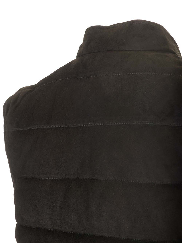 Al Duca D'Aosta Suede Padded Vest Jackets - Black | 4ec4ecf1159bafcd137a2c25be3d64c38c990aaf