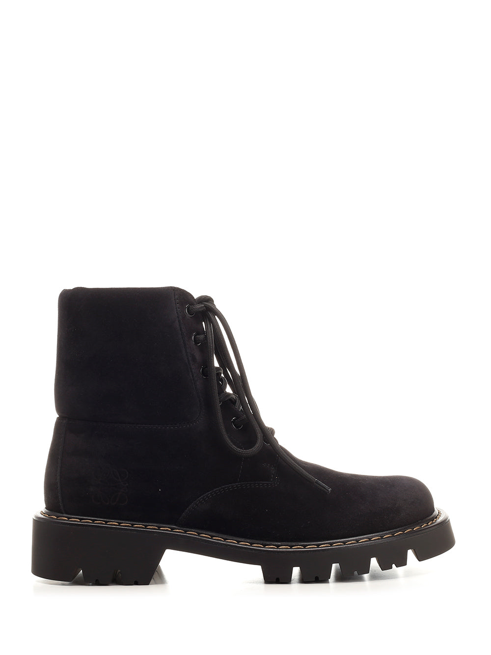 Loewe Sierra Combat Ankle Boot In Suede Boots - Black | 5e1e8753448fba7bc5c9d3d0a0275512a6708c78