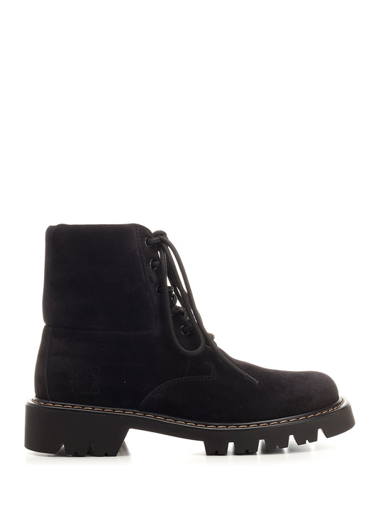 Sierra Combat Ankle Boot In Suede Boots Black