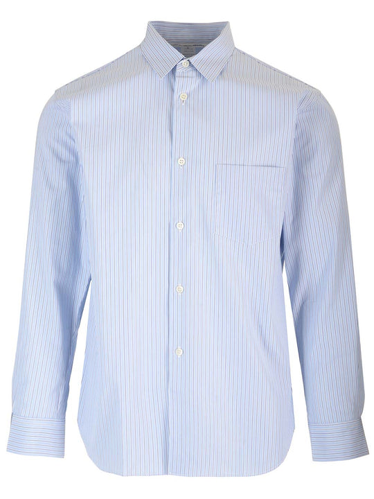 Striped Cotton Shirt Shirts Light Blue