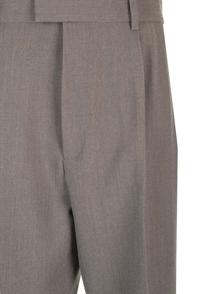 Bottega Veneta Stretch Wool Tricotine Trousers - Grey | 419f9f6ece7b46b4b34bb40227eacc7b6cb86a48