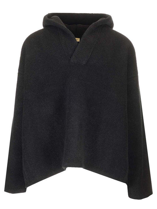 Merino Polo Hoodie Knitwear Black