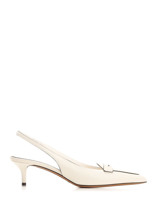 Loafer Sling Back Pumps White