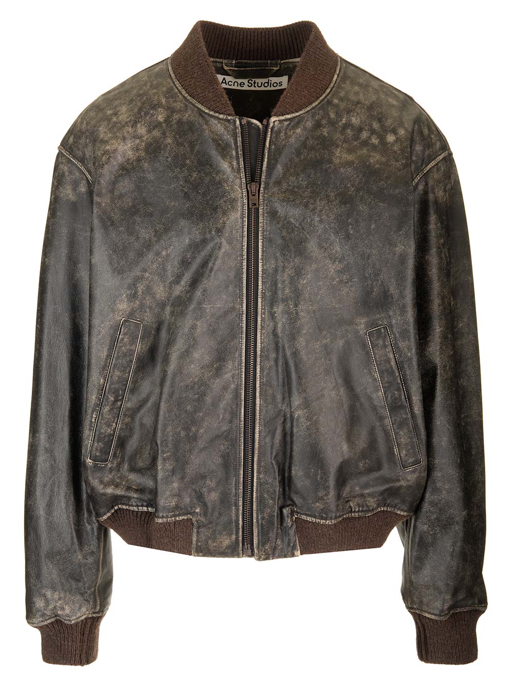 Acne Studios Leather Bomber Jacket Jackets - Black | 8ffc7b6ab70482dc1a9dd9ded46031dfefe90b51