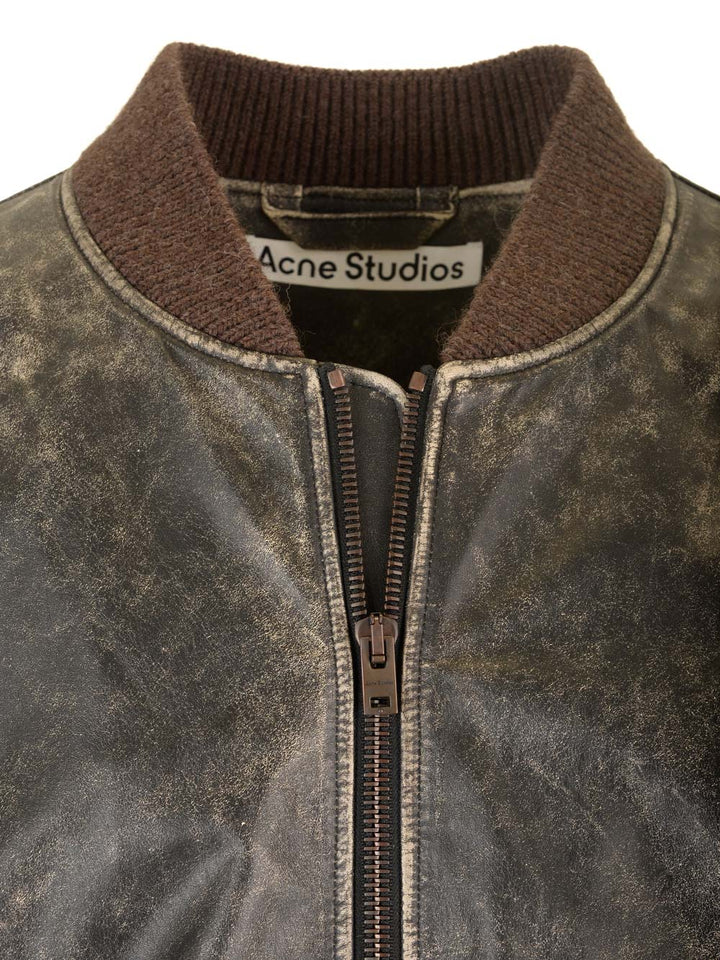 Acne Studios Leather Bomber Jacket Jackets - Black | 8890bfe2984c5f92a74756557388be3376b4d5e4