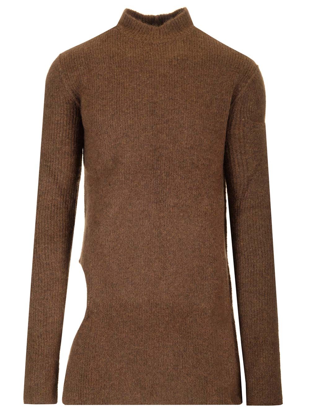 Rick Owens High Neck Sweater In Alpaca Knitwear - Brown | 1b45f8de1ed5f10378ae3d1234c3b186b0bdd9a9
