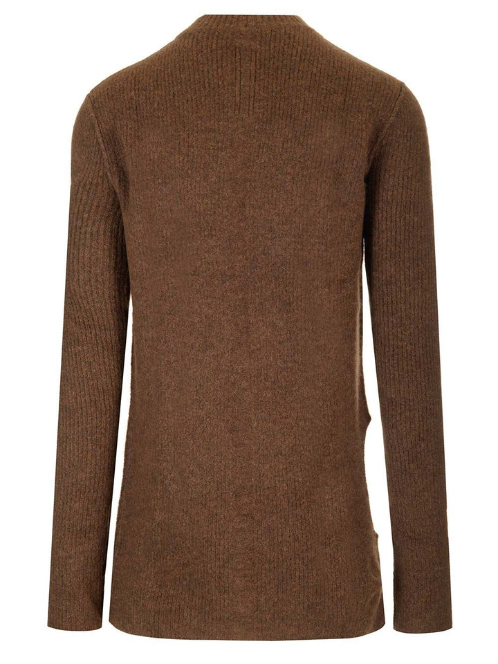 Rick Owens High Neck Sweater In Alpaca Knitwear - Brown | 89477614b4f41c4d13abc2d224802ac1ad46eef0