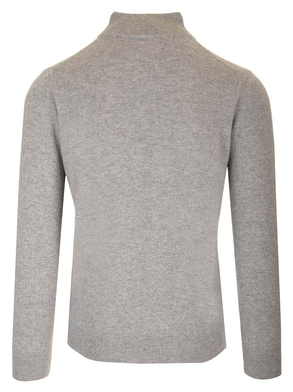 Al Duca D'Aosta Maglia Serafino In Cashmere Knitwear - Grey | 00e979f951eec1ec0375dae126a1c50eb3da6955