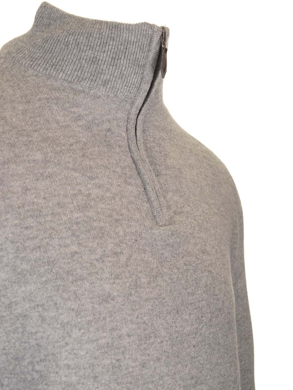 Al Duca D'Aosta Maglia Serafino In Cashmere Knitwear - Grey | 2c49d3e828ff283bf58556b60fd4f66e98d03bc6