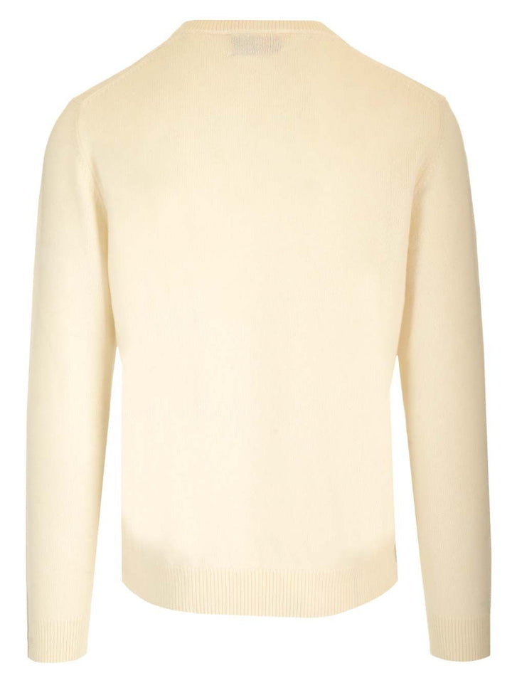 Ballantyne Double Yarn Cashmere Diamond Sweater Knitwear - White | cf1fca583fa14c93c9777525e1a9ecc6d4430270