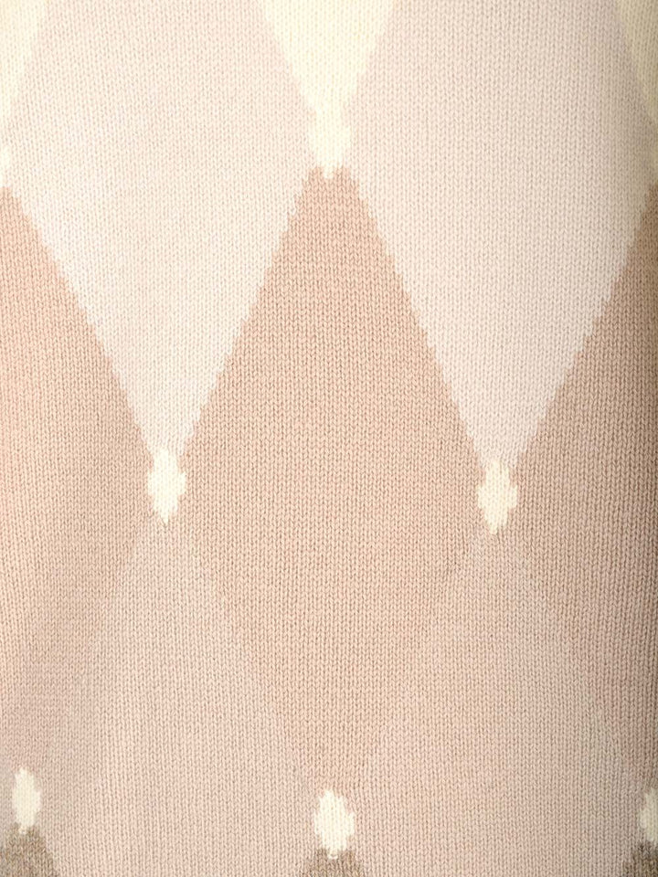 Ballantyne Double Yarn Cashmere Diamond Sweater Knitwear - White | ddd3674f6aabb1eb5ca74a9ee7b254506ccc3fd0