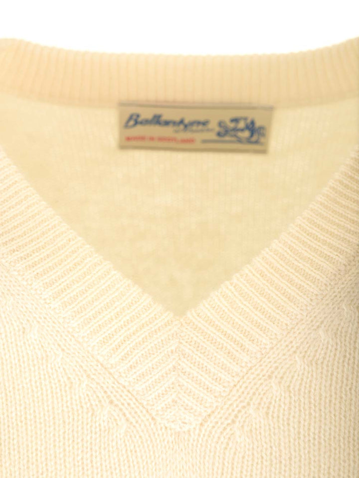Ballantyne Double Yarn Cashmere Diamond Sweater Knitwear - White | 088d43d3e923b64e08684a2796336a16e5ccc0a4