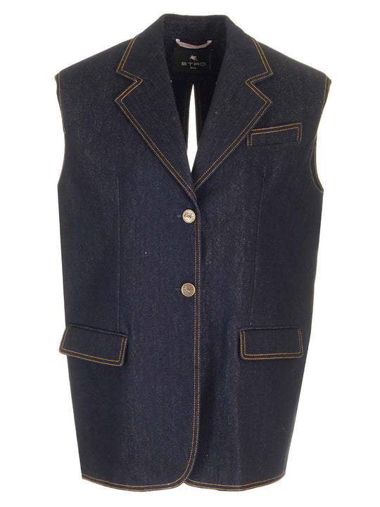 Denim Waistcoat Jackets Blue