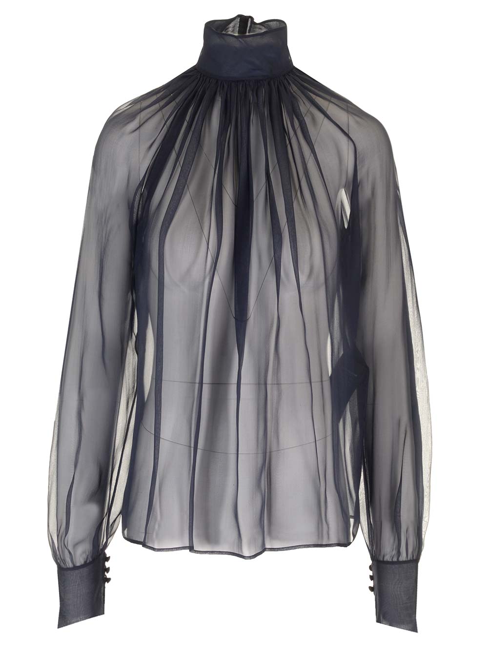 Saint Laurent Sheer Silk Blouse Tops - Blue | c2a1bf1a1fe0fc6ac63a9e7bce394d6f8c22aeb9