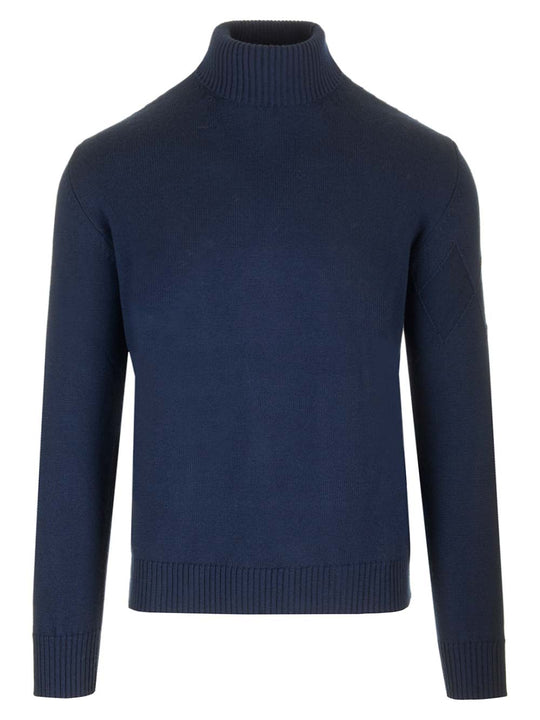 Merino Wool Turtleneck Knitwear Blue