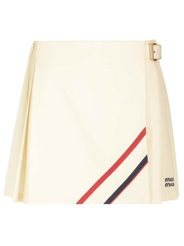 Pleated Mohair Canvas Skirt Skirts Beige