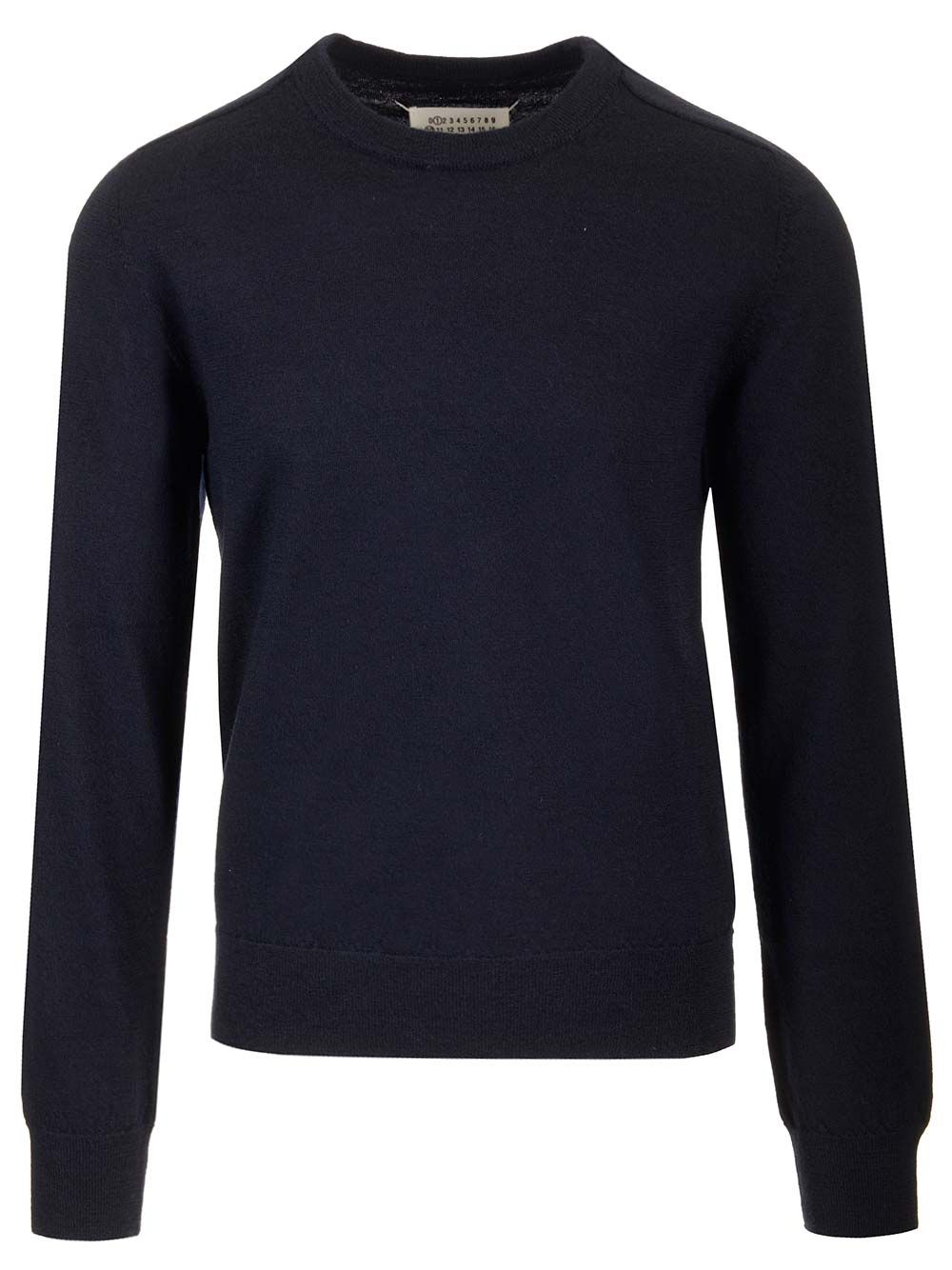 Maison Margiela Sweater With Suede Patches Knitwear - Blue | 93241ac1f587f3179cc34550176aa94c1c9d10b1