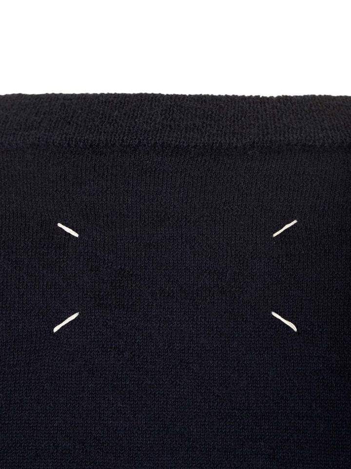 Maison Margiela Sweater With Suede Patches Knitwear - Blue | ee80c8d3bed2645d2676c72672ec28114f13e26e