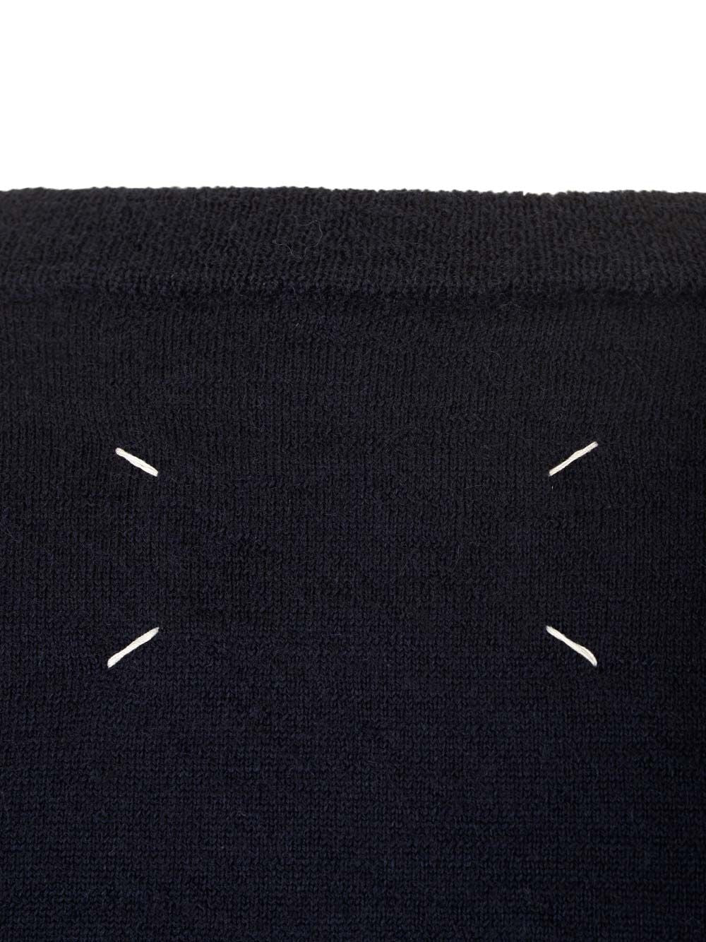 Maison Margiela Sweater With Suede Patches Knitwear - Blue | ee80c8d3bed2645d2676c72672ec28114f13e26e