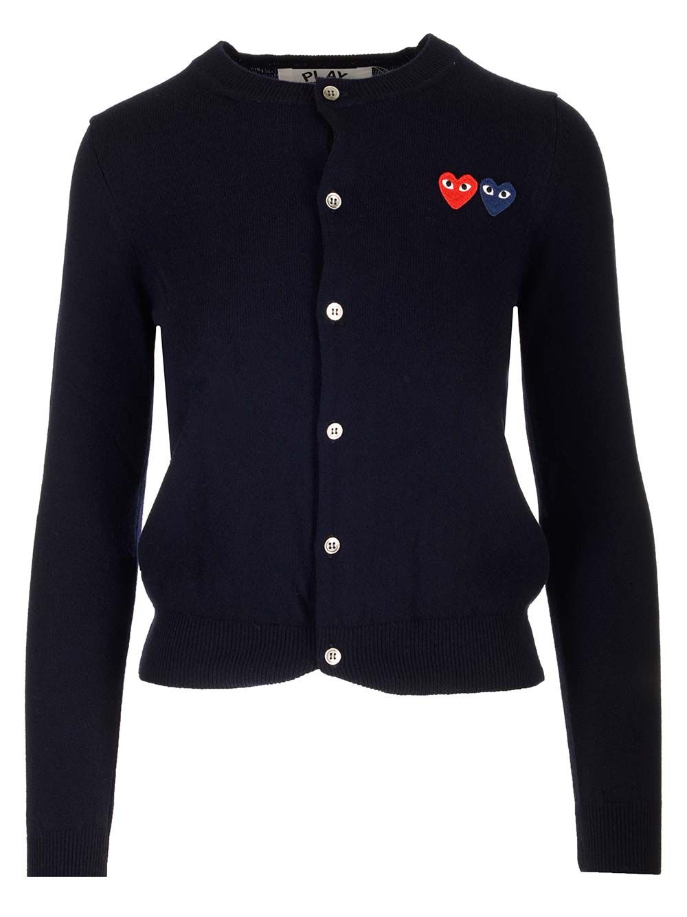 Comme Des Garcons Play Crewneck Wool Cardigan Knitwear - Blue | bf1db2e449e77726109fba7c0f5a043668b65f4d