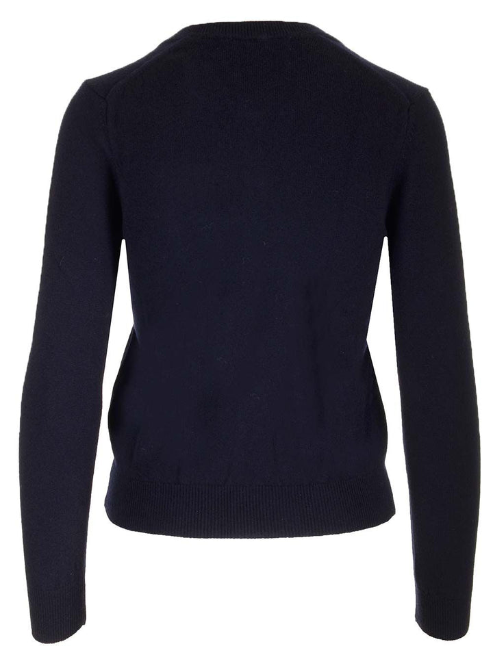 Comme Des Garcons Play Crewneck Wool Cardigan Knitwear - Blue | 0397190672da428491c129ac89795adc2f14abf7