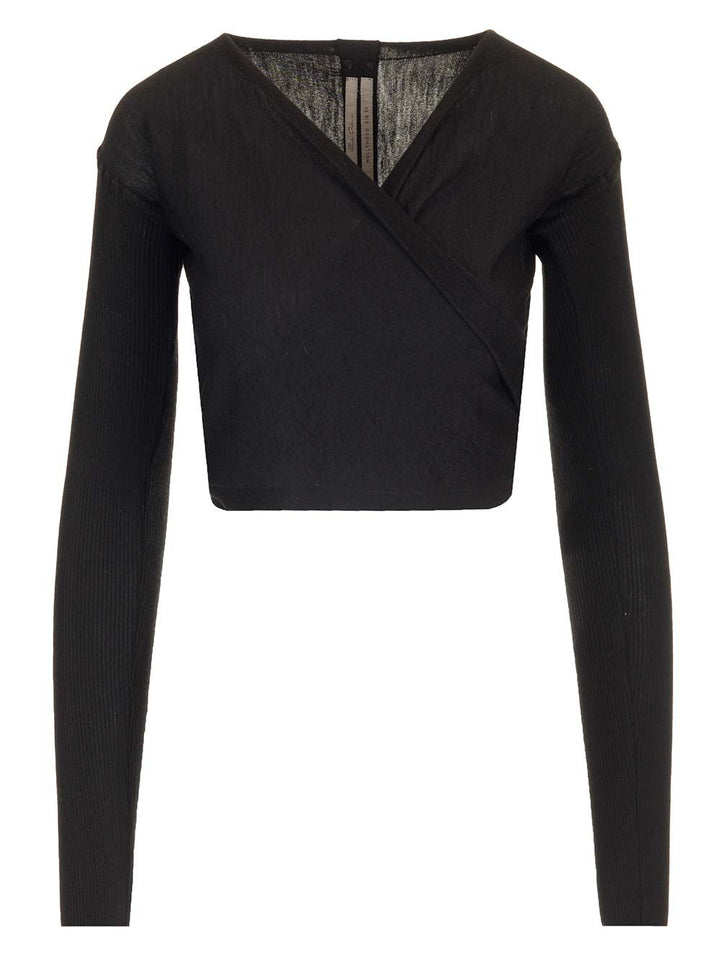 Rick Owens Wrap Top In Wool Knit Dresses - Black | e76fdc638a218705bcb9b514c1f1b538a3c7e4e1