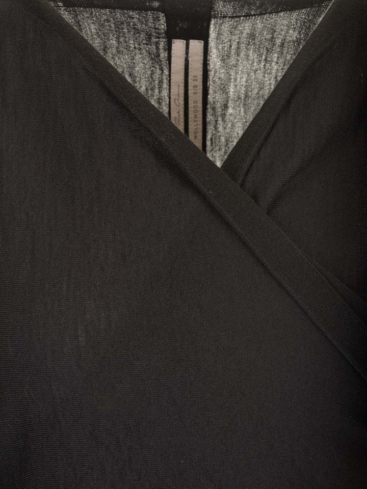 Rick Owens Wrap Top In Wool Knit Dresses - Black | 79b816735981446e578554fa4b2c00a4f431bf9d