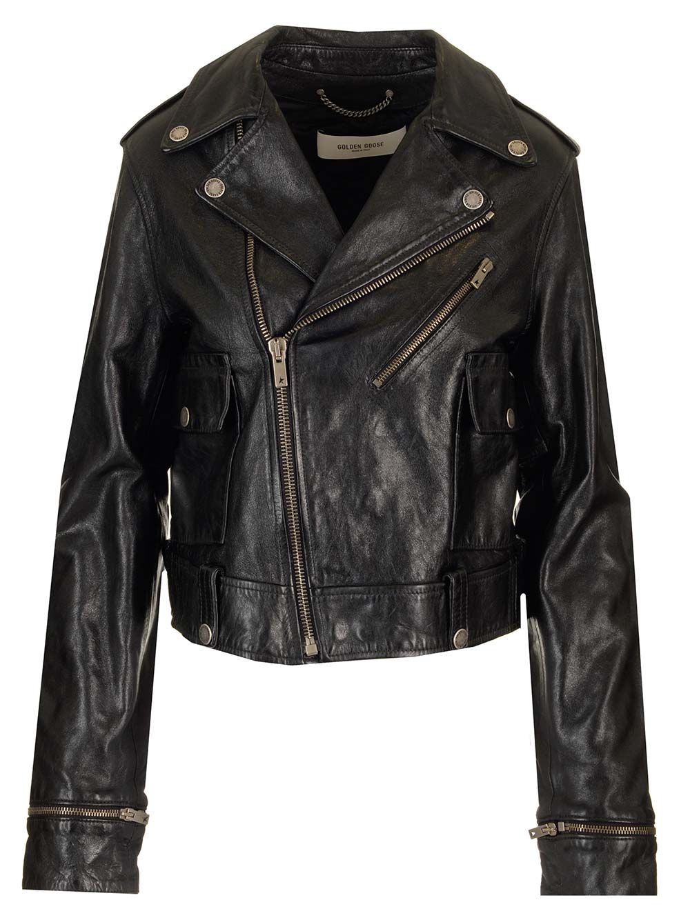 Golden Goose Deluxe Brand Leather Biker Jacket Jackets - Black | 6efa04167c0c78659833caf4337437c008d451bc