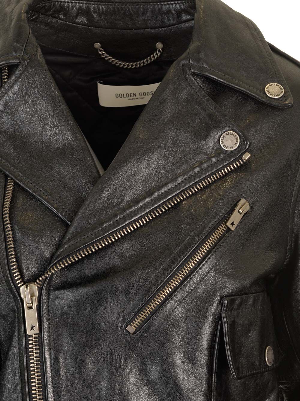 Golden Goose Deluxe Brand Leather Biker Jacket Jackets - Black | 46e282f37707cae22d58846550052f661bdecbe8