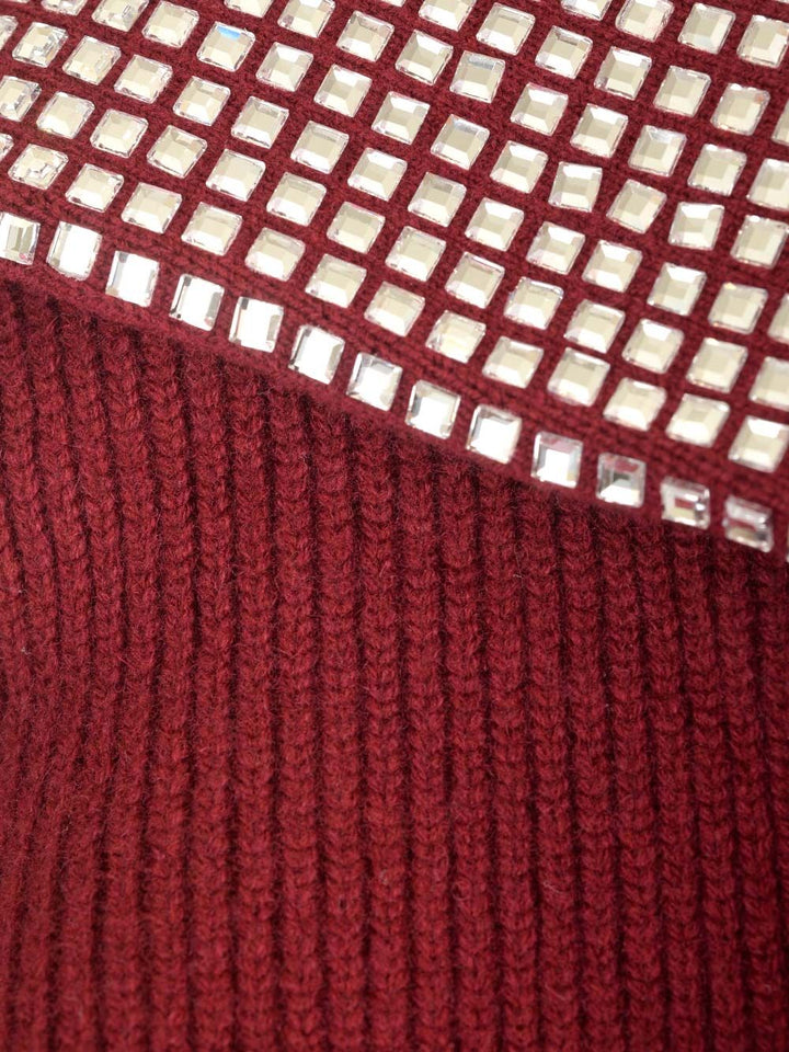 Self-Portrait Oversized Collar Cardigan Knitwear - Bordeaux | 6bfad411719f3b2889227938dad3dacdff9f706b