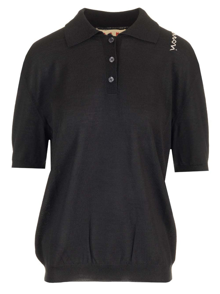 Marni Knitted Polo shirt - Black | 7c8ec22b1d6b7c248f2d4bedebdaa924dd445f6b