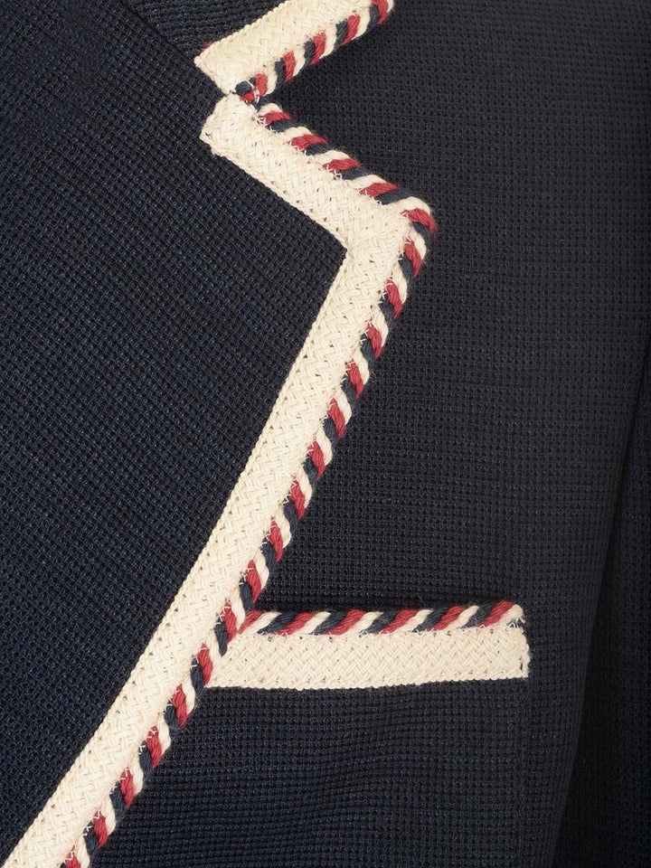 Valentino Garavani Valentino Single-Breasted Jacket In Cotton Jersey Jackets - Blue | 5b2c6e14211b2ca5239366261309d617b9c4b3b8