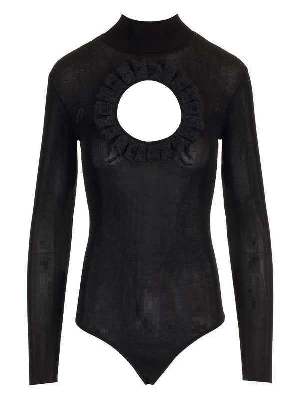 Knitted Bodysuit Tops Black