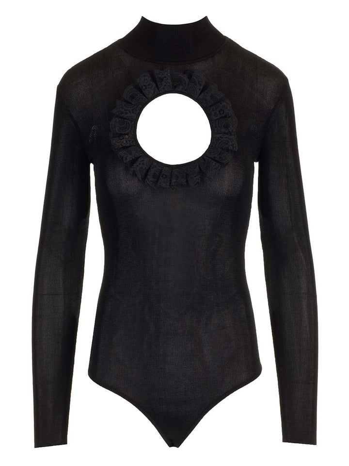 Self Portrait Residency Knitted Bodysuit Tops - Black | 8f4b1f8ddcb76335a90efdfc70629abed71c47a1