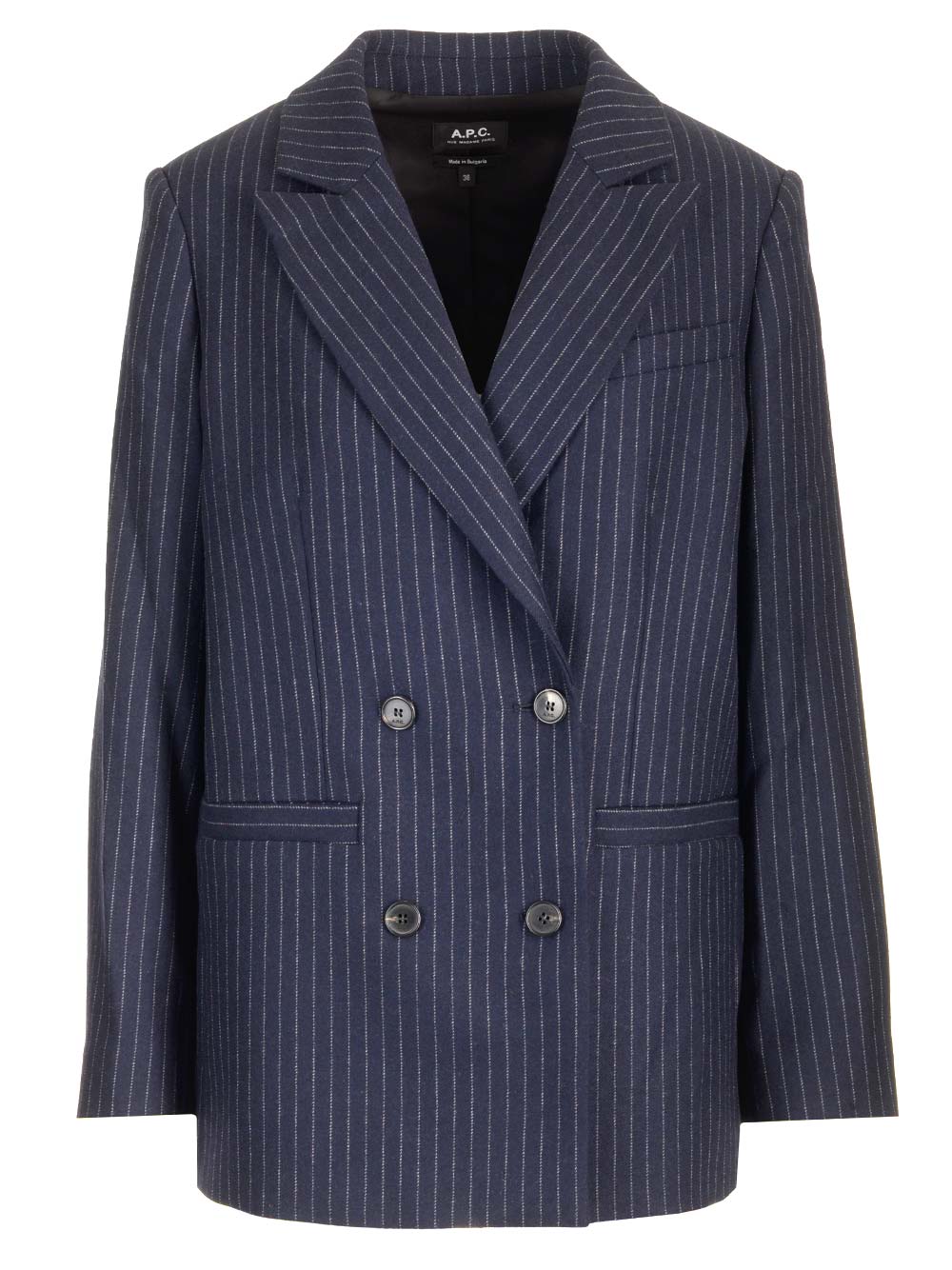 A.P.C. Double-Breasted Blazer Jackets - Blue | e03e15369ebdf2ca7b1b045246d974f4c2e60234