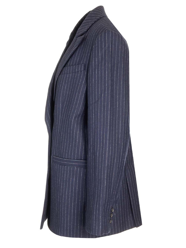 A.P.C. Double-Breasted Blazer Jackets - Blue | 8710e1defe2c00b9efcb97932d9f56112f97a2bd